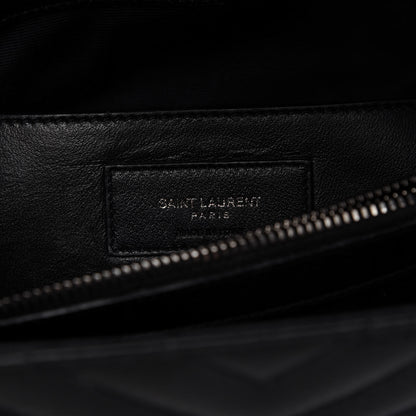 Saint Laurent Sheepskin Matelasse Chevron Monogram Large College Satchel Black 8 of 11