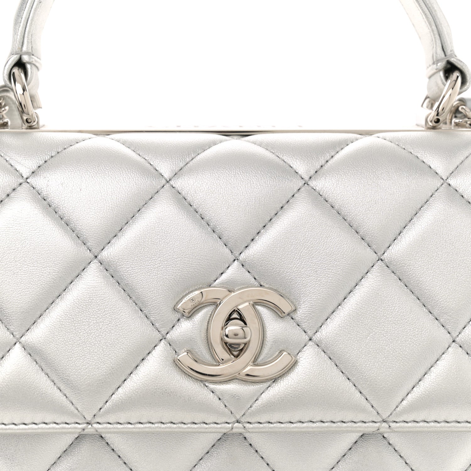 Chanel Metallic Lambskin Quilted Small Trendy CC Flap Dual Handle Bag Silver 8 of 12