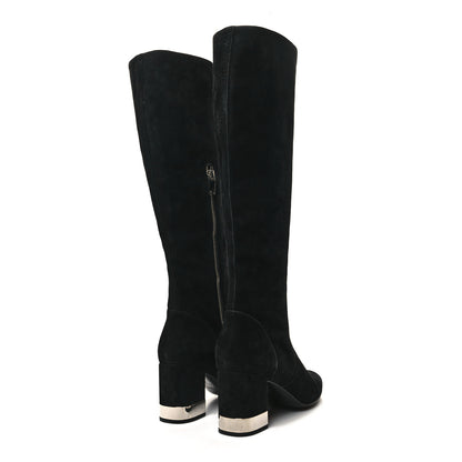 Saint Laurent Suede Knee High Boots 37 Black 4 of 7