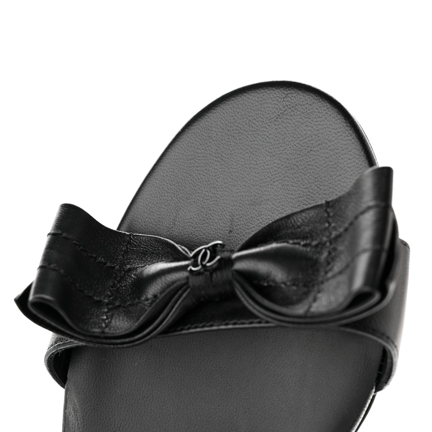 Lambskin CC Bow Sandals 41 Black