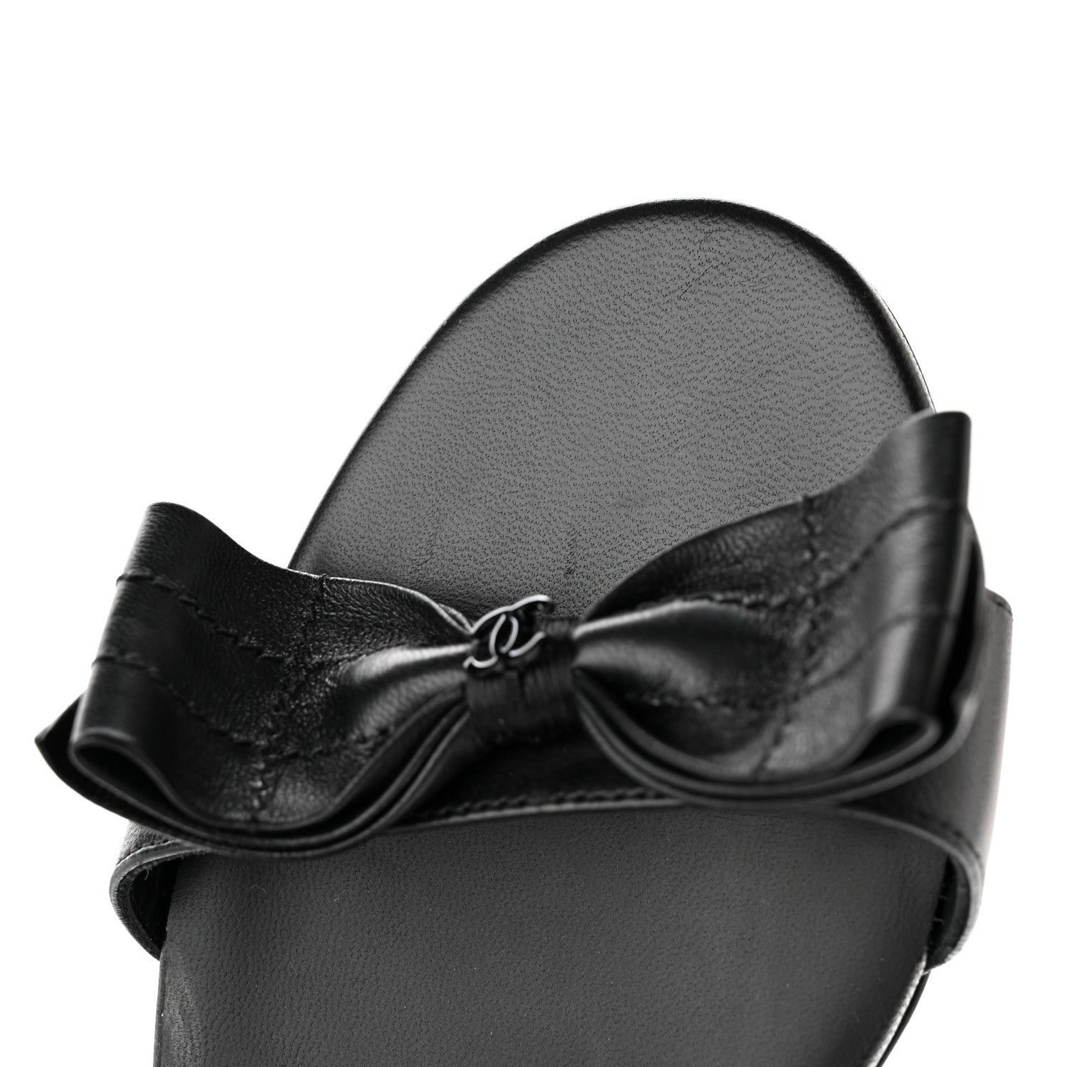 Chanel Lambskin CC Bow Sandals 41 Black 9 of 14