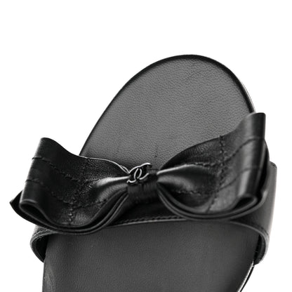 Chanel Lambskin CC Bow Sandals 41 Black 9 of 14