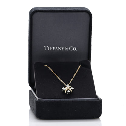 Tiffany Platinum 18K Yellow Gold Diamond Schlumberger Lynn Pendant Necklace 5 of 5