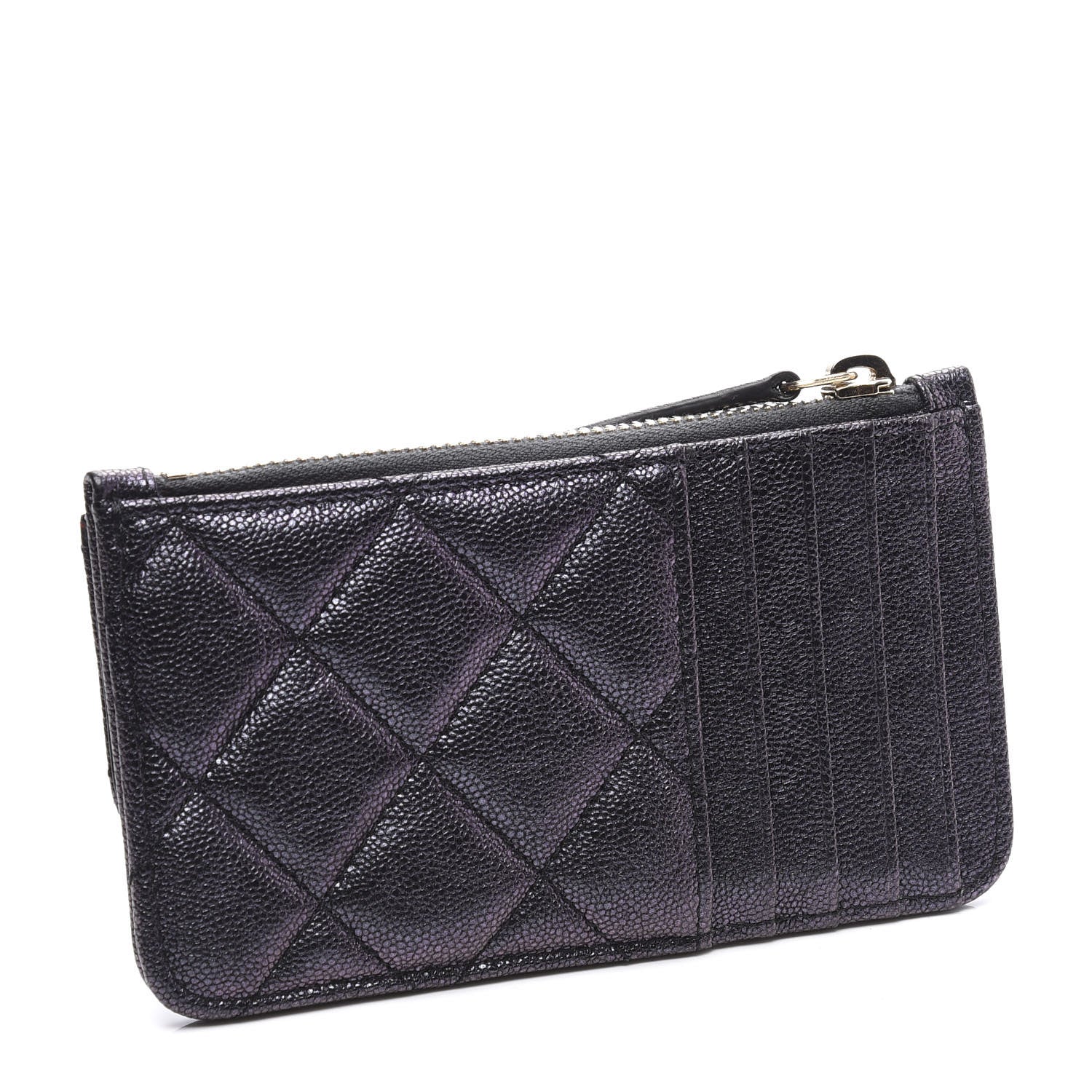 Chanel Iridescent Caviar Quilted Flap Zip Card Holder Black 2 of 9