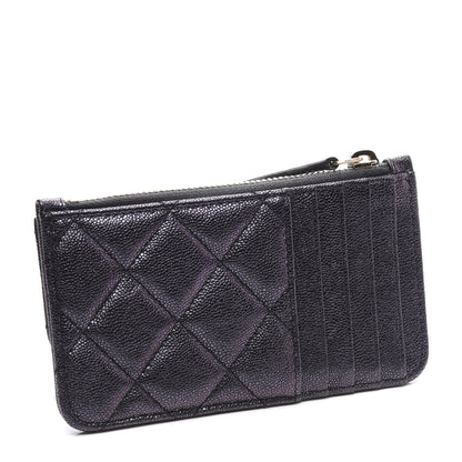 Chanel Iridescent Caviar Quilted Flap Zip Card Holder Black 2 of 9