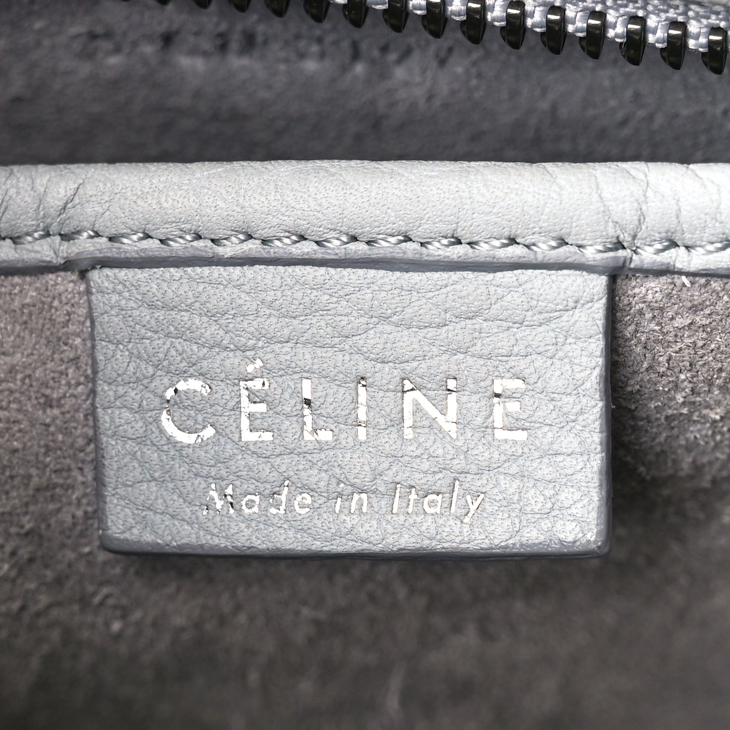 Drummed Calfskin Nano Luggage Pearl Blue