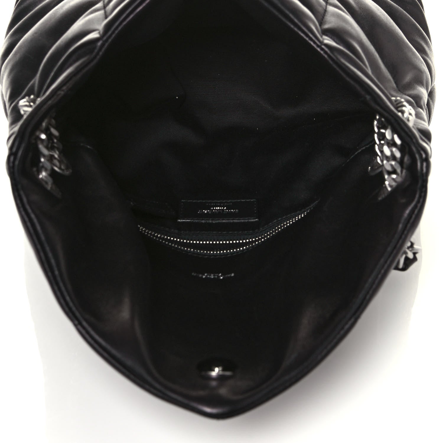 Saint Laurent Lambskin Quilted Small Loulou Puffer Monogram Chain Satchel Black 5 of 12