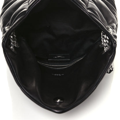 Saint Laurent Lambskin Quilted Small Loulou Puffer Monogram Chain Satchel Black 5 of 12