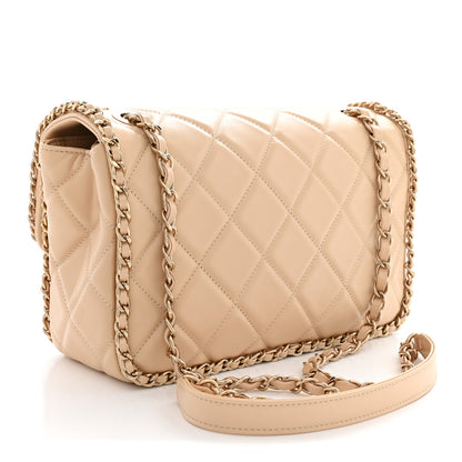 Chanel Crumpled Calfskin Medium Chain All Over Flap Beige 3 of 11