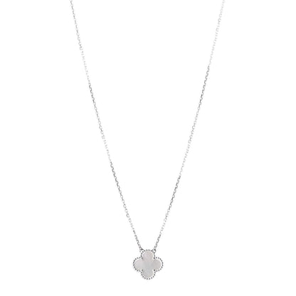 Van Cleef & Arpels 18K White Gold Mother of Pearl Vintage Alhambra Pendant Necklace 1 of 7