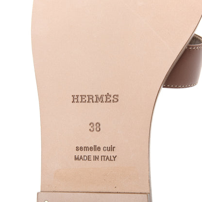 Hermes Box Calfskin Oran Sandals 38 Gold 7 of 10