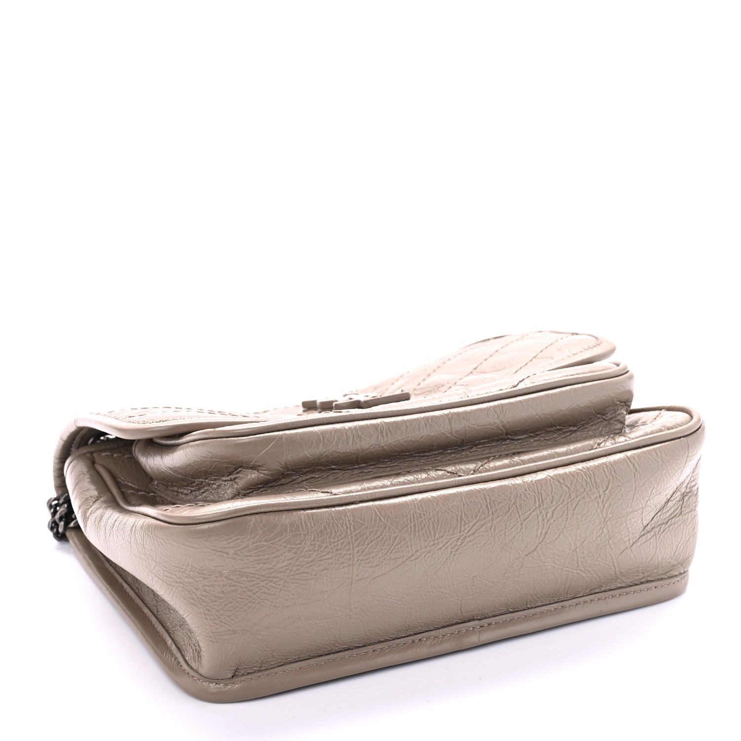 Saint Laurent Crinkled Calfskin Matelasse Monogram Baby Niki Chain Satchel Light Taupe 4 of 8