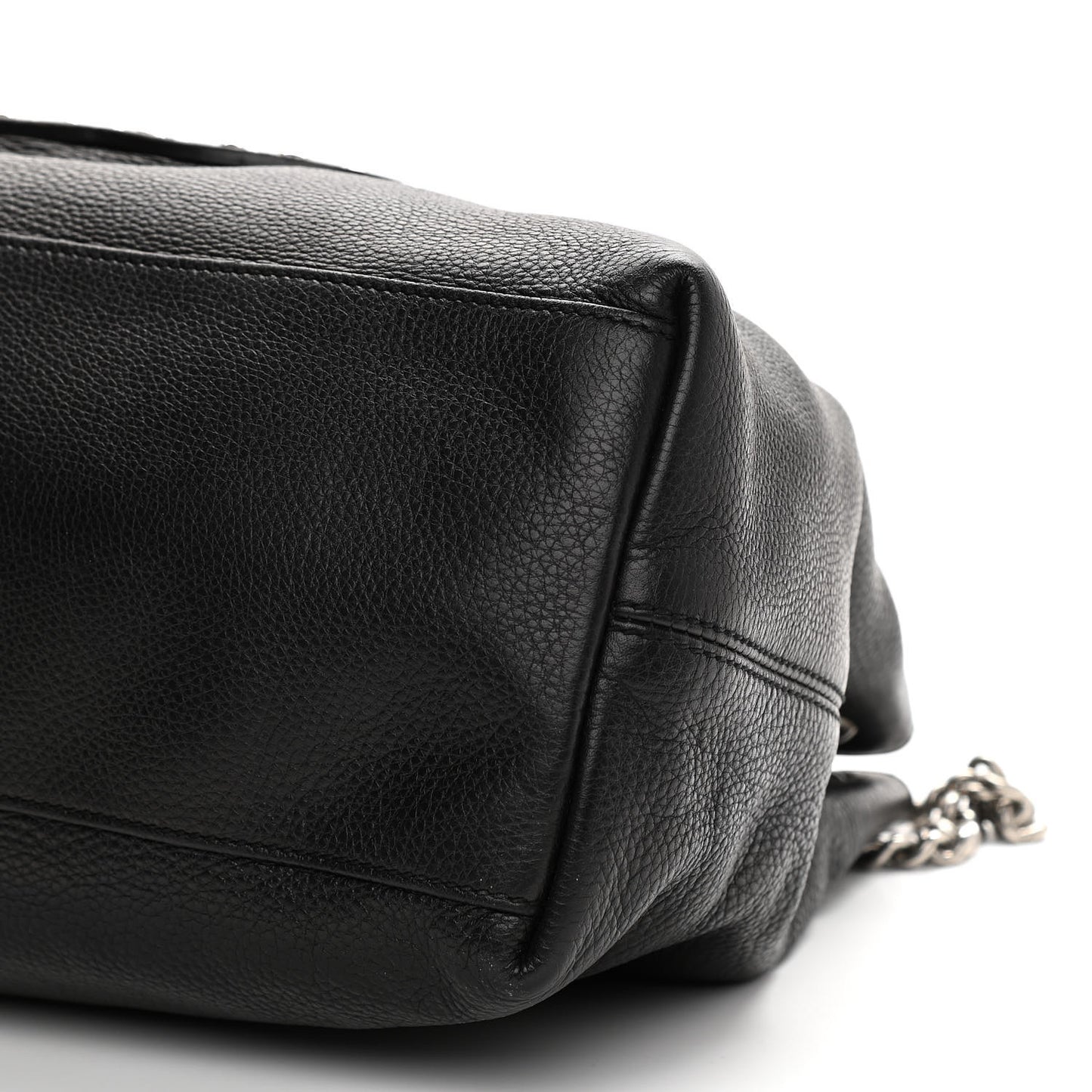 Pebbled Calfskin Studded Medium Soho Chain Shoulder Bag Black