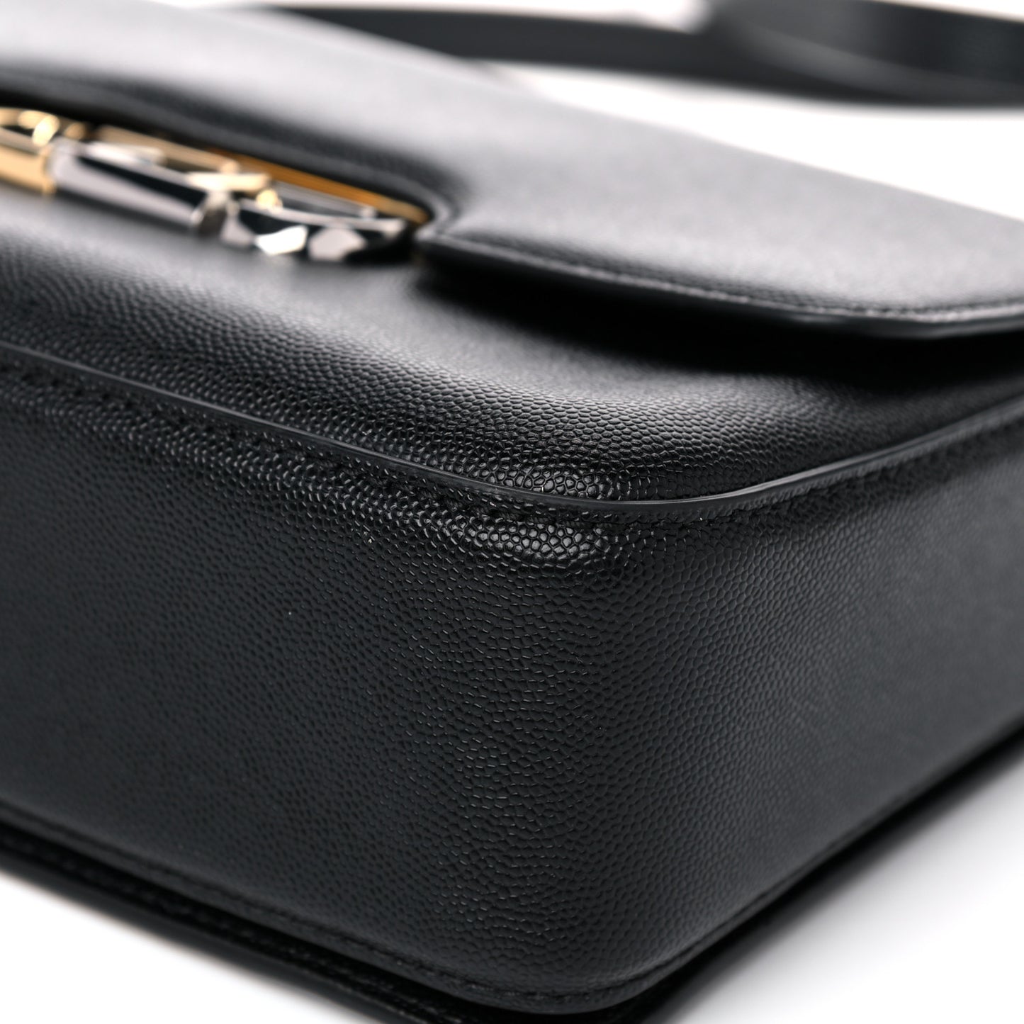 Textured Calfskin The J Link Shoulder Bag Black