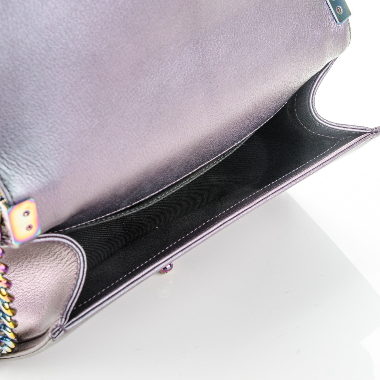 Chanel Iridescent Goatskin Quilted Medium Boy Flap Purple 6 of 8