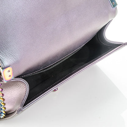 Chanel Iridescent Goatskin Quilted Medium Boy Flap Purple 6 of 8