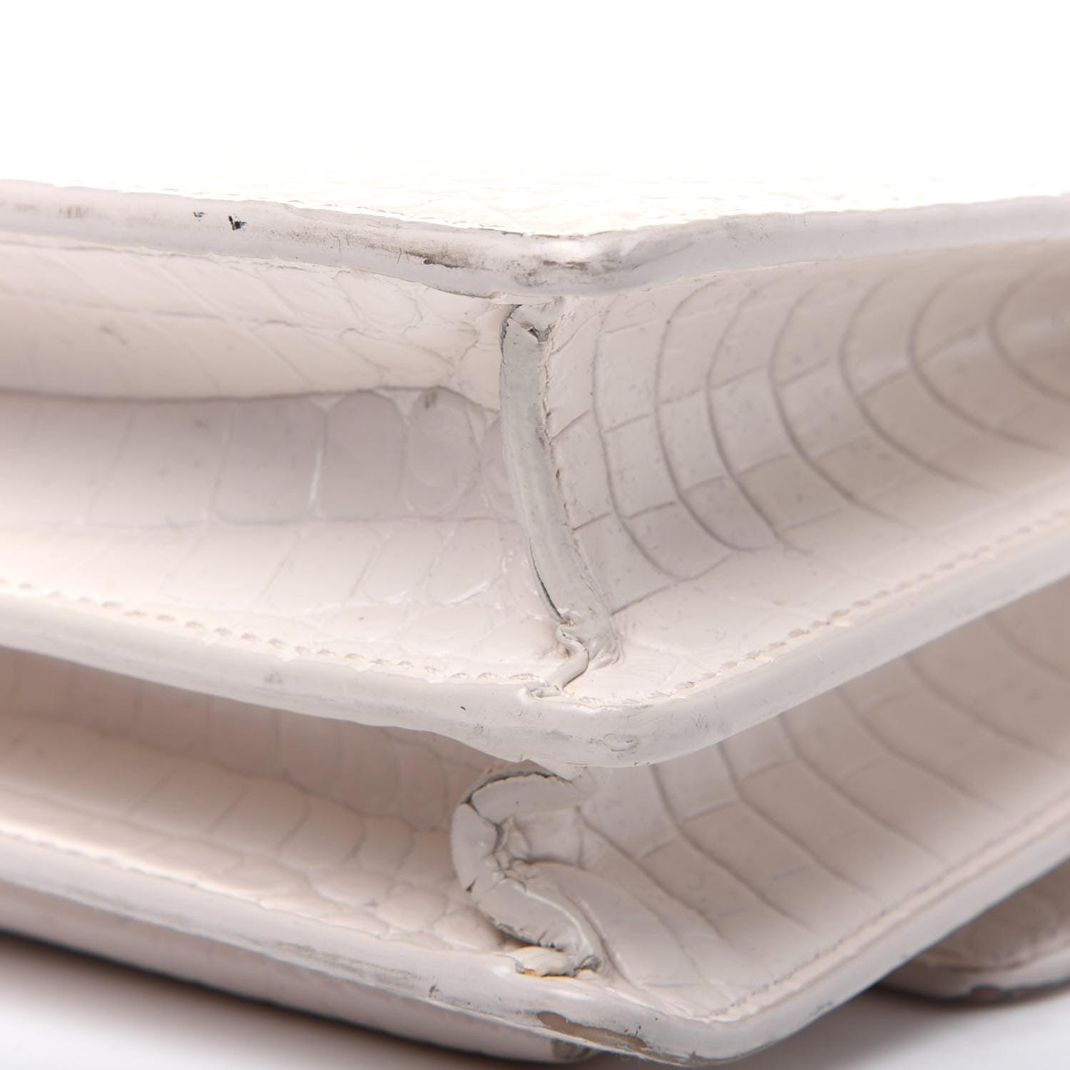Saint Laurent Calfskin Crocodile Embossed Medium Monogram Sunset Blanc Vintage 14 of 23