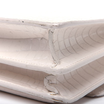 Saint Laurent Calfskin Crocodile Embossed Medium Monogram Sunset Blanc Vintage 14 of 23