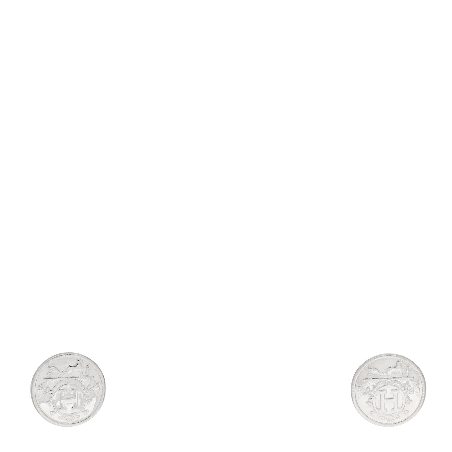 Hermes Sterling Silver TPM Ex-Libris Earrings 1 of 5