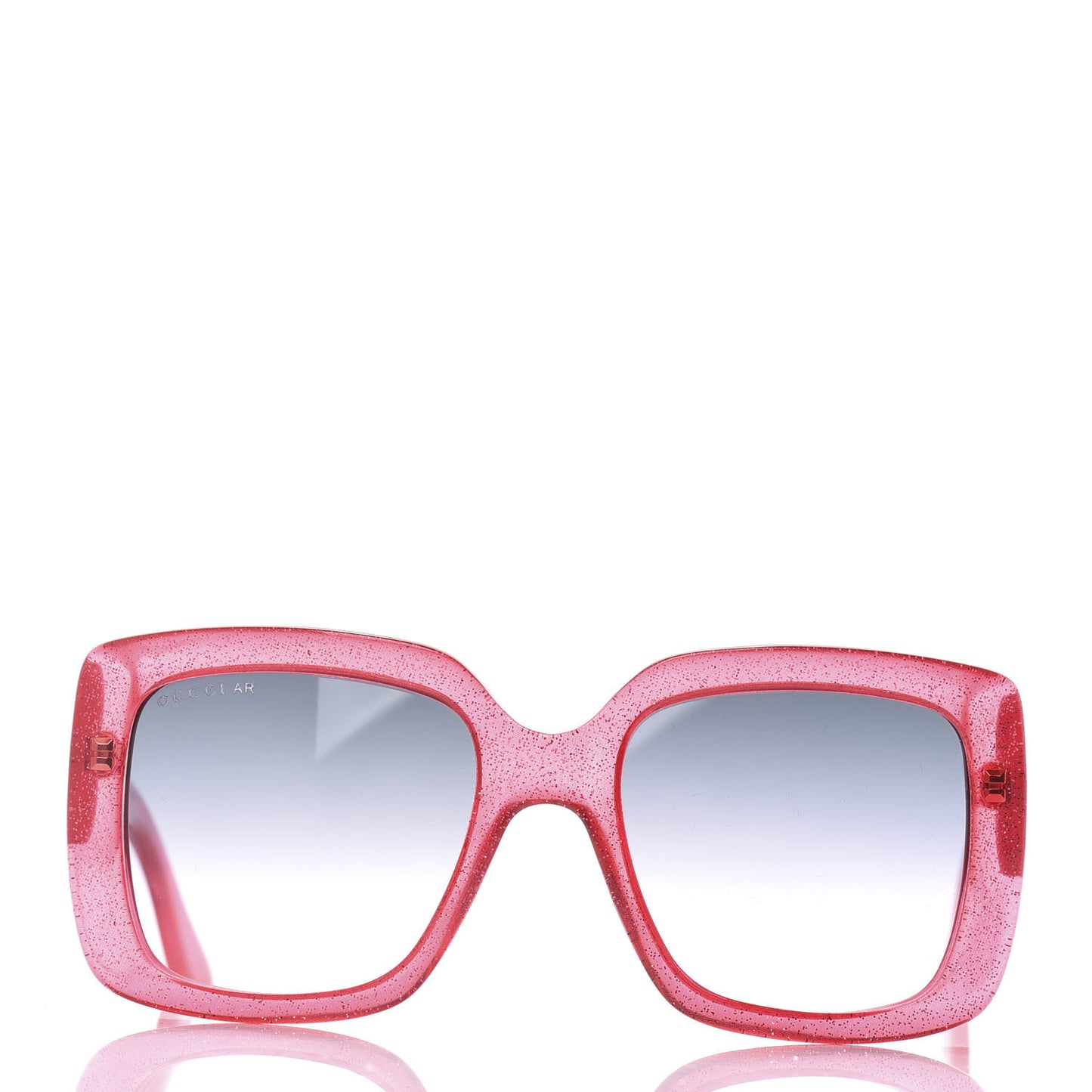 Acetate Square Frame Glitter GG0142SA Sunglasses Red Grey
