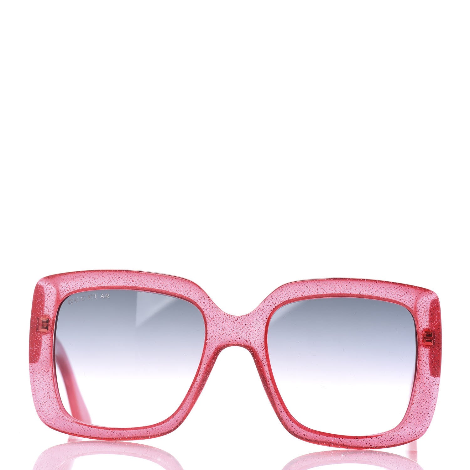 Gucci Acetate Square Frame Glitter GG0142SA Sunglasses Red Grey 2 of 6