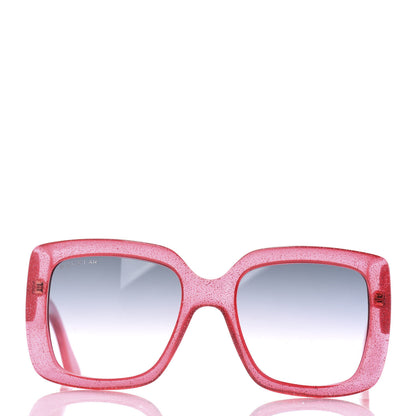 Gucci Acetate Square Frame Glitter GG0142SA Sunglasses Red Grey 2 of 6