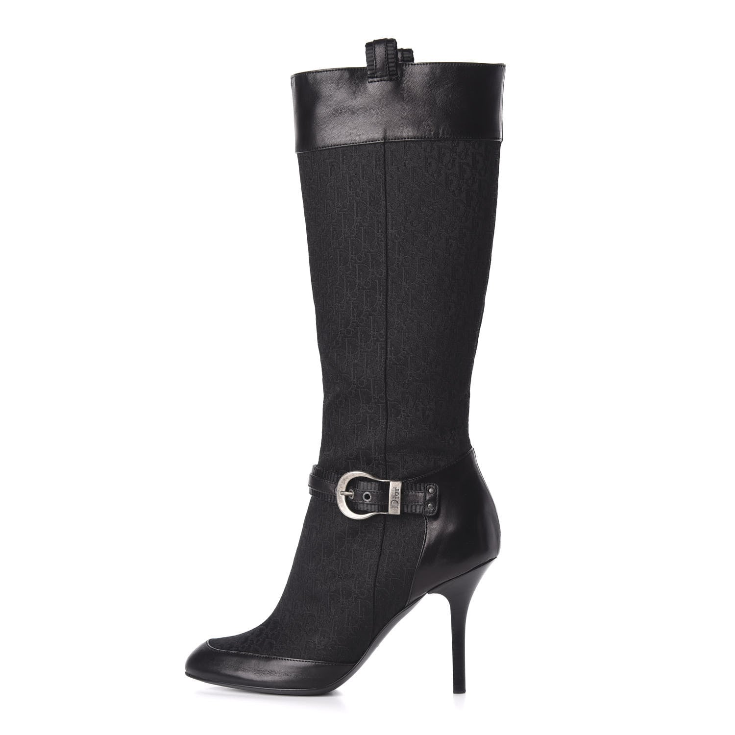 Christian Dior Monogram Buckle Tall Boots 39 Black 1 of 11