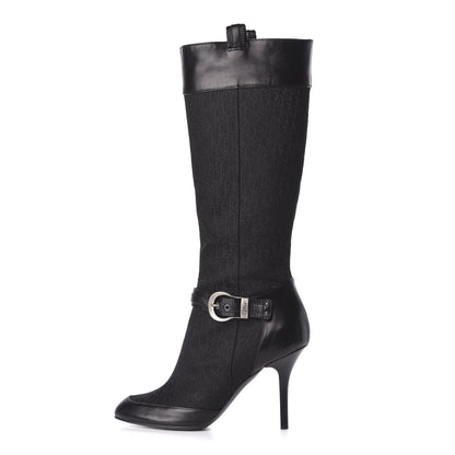 Christian Dior Monogram Buckle Tall Boots 39 Black 1 of 11