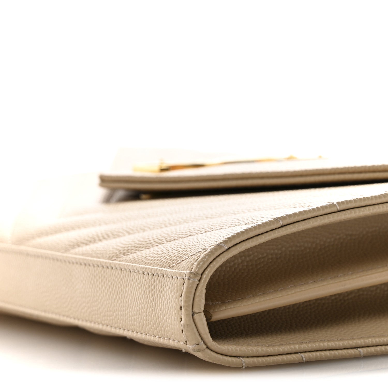Saint Laurent Grain De Poudre Matelasse Chevron Cassandre Chain Wallet Nude Powder 10 of 13