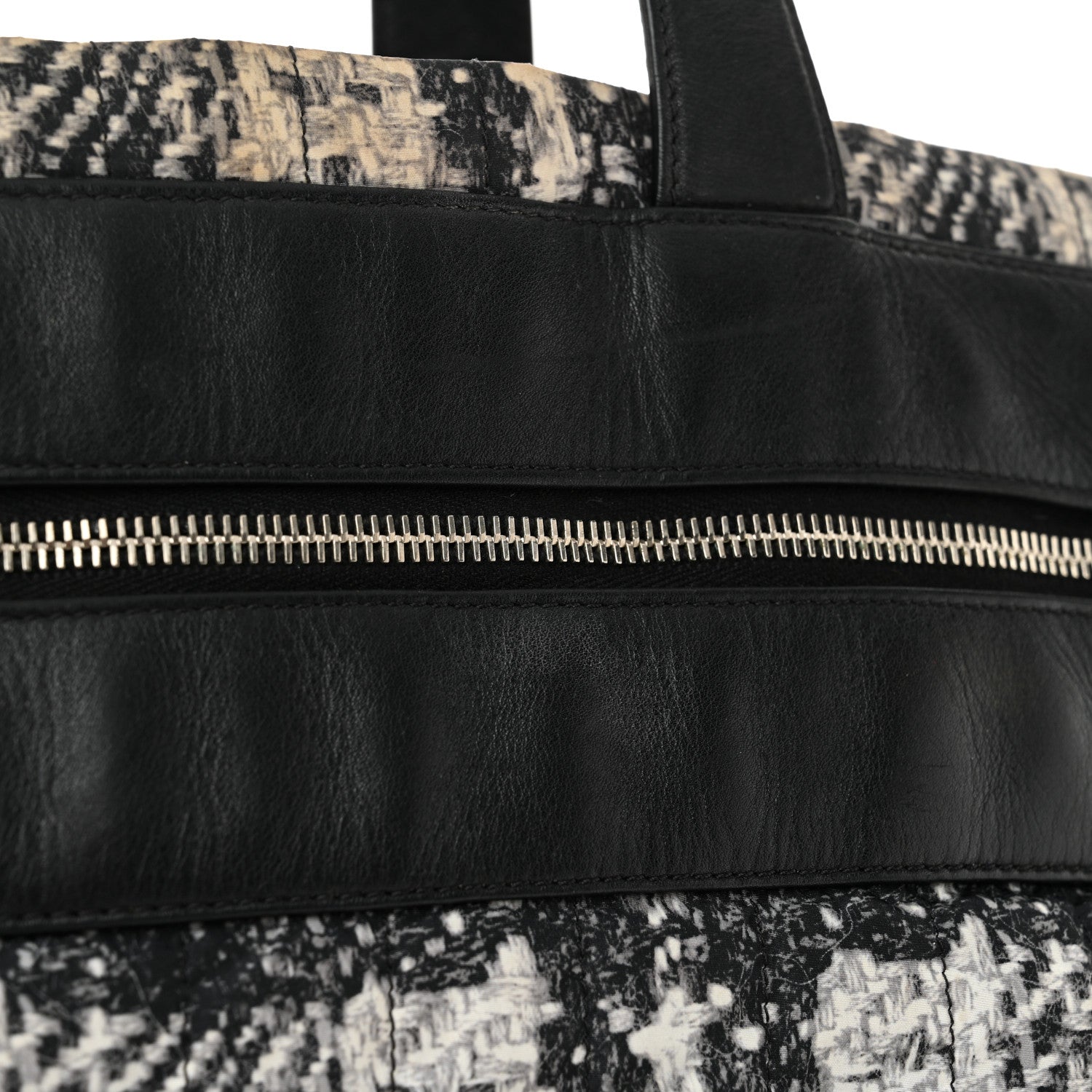 Chanel Lambskin Nylon Tweed Printed Tote Black White 17 of 21