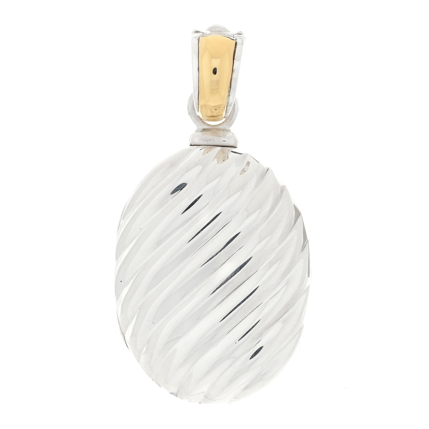 Sterling Silver 18K Yellow Gold Oval Cable Locket Pendant
