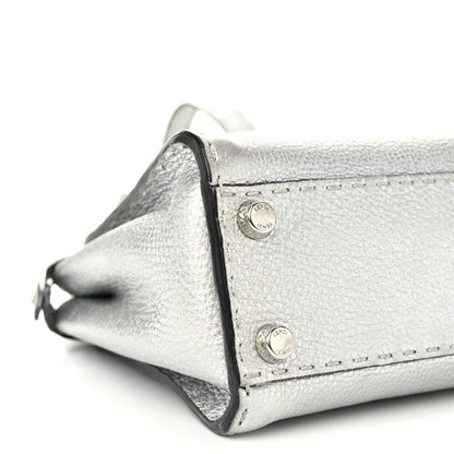 Fendi Cuoio Romano Lux Selleria Mini Peekaboo Iconic Satchel Argento 9 of 10