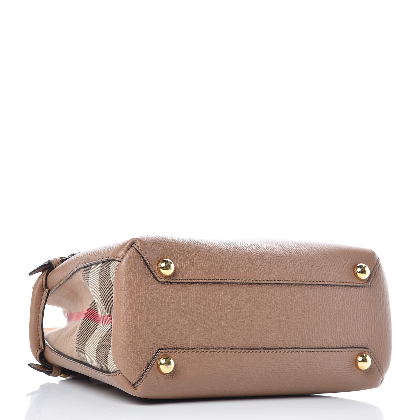 Grainy Calfskin House Check Small Banner Tote Tan