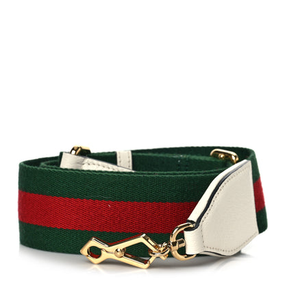 Gucci X ADIDAS Textured Dollar Calfskin Web Trefoil Mini Horsebit 1955 Shoulder Bag Off White Black 10 of 11