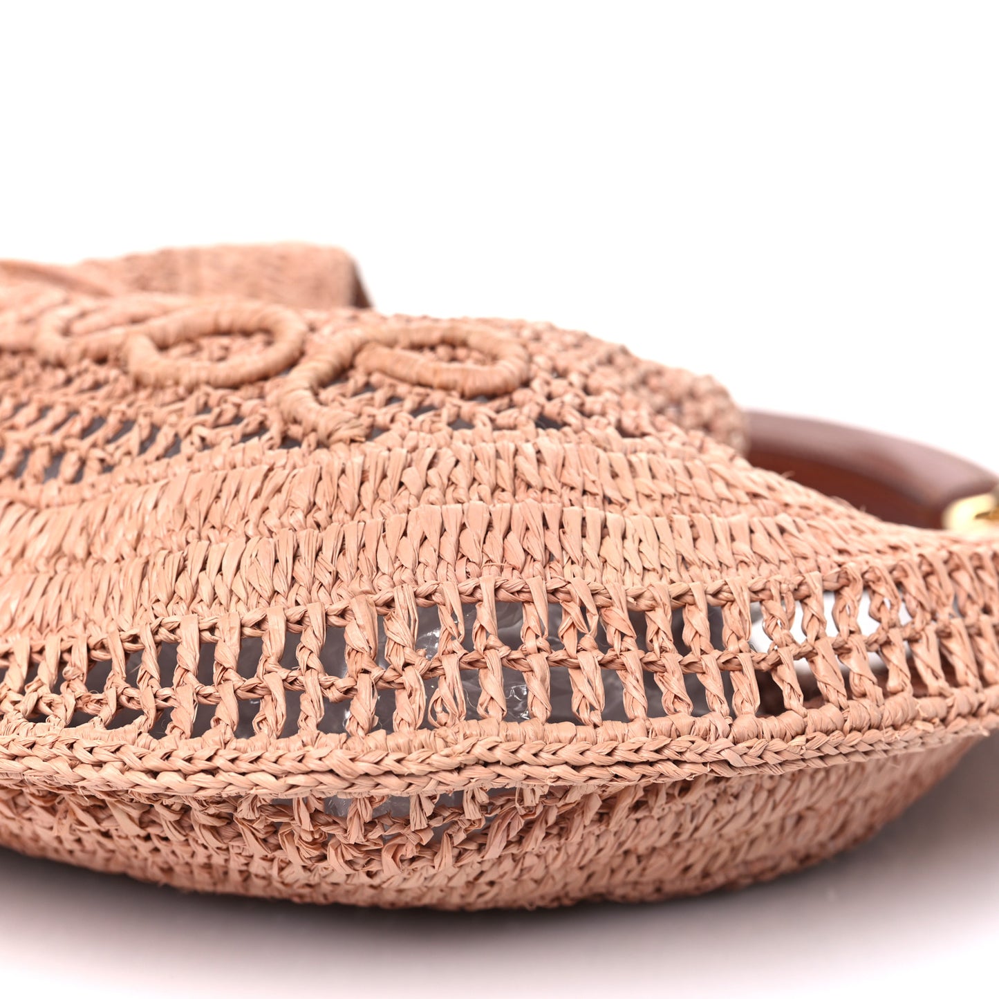 Raffia Calfskin Summer Banana Hobo Summery Beige