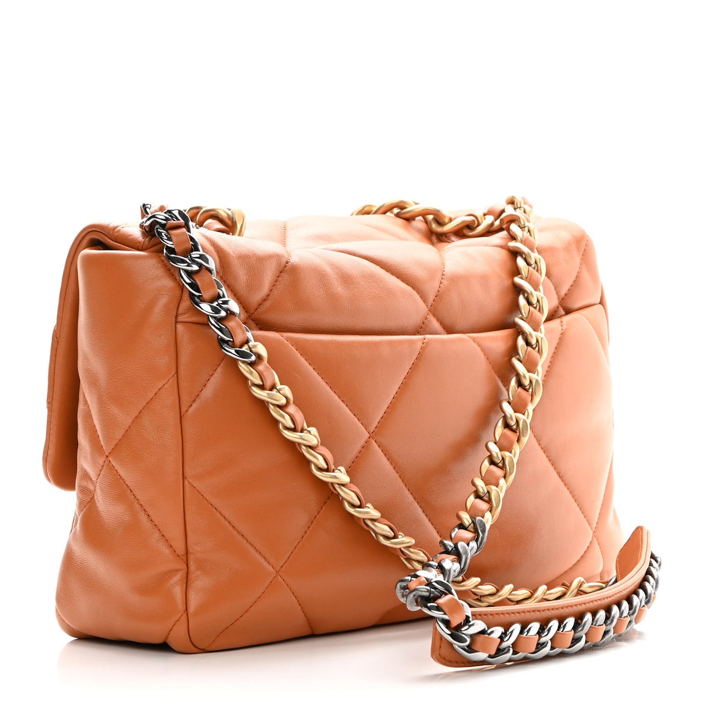 Lambskin Quilted Large Chanel 19 Flap Brown