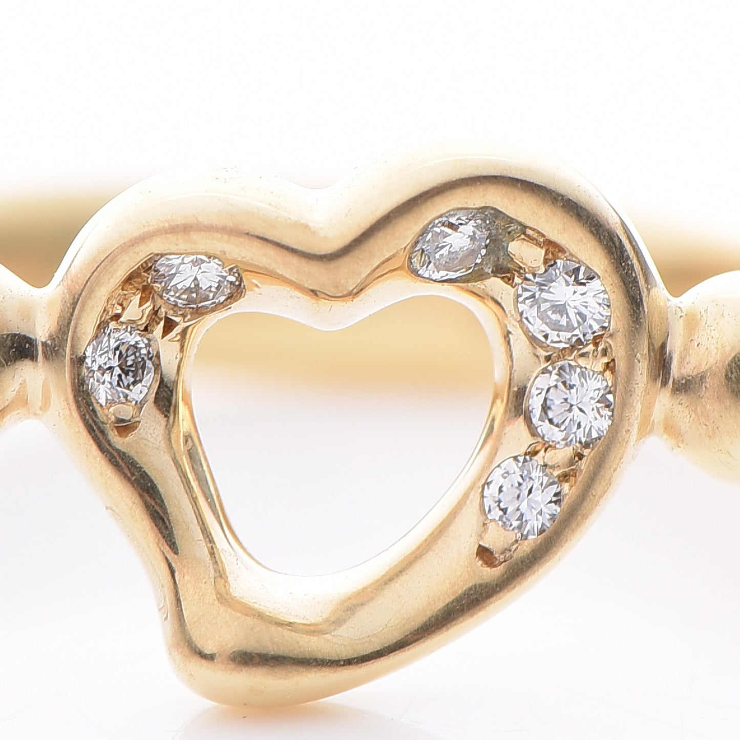 18K Yellow Gold Diamond Elsa Peretti Open Heart Ring 5