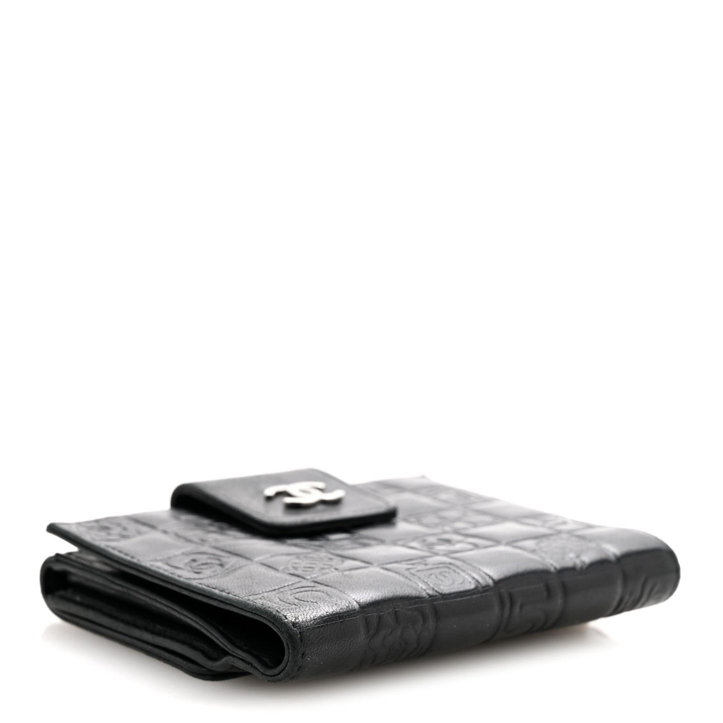 Calfskin Lucky Symbols Compact French Flap Wallet Black