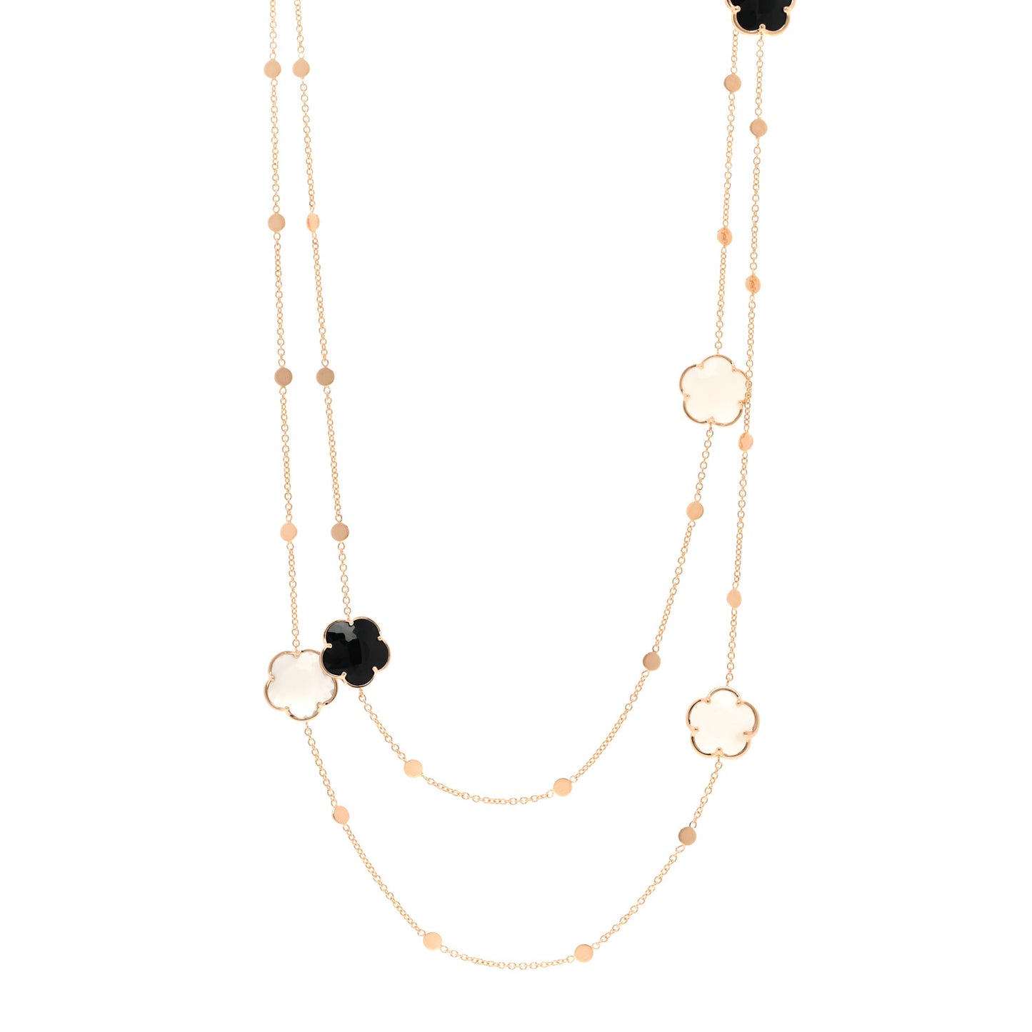 18K Rose Gold Diamond Moonstone Black Onyx Boquet Lumaire Station Necklace
