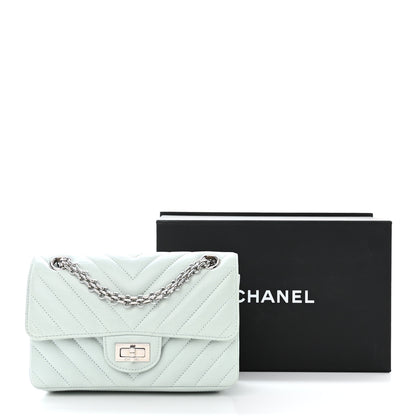 Chanel Aged Calfskin Chevron Quilted 2.55 Reissue Mini Flap Light Blue 11 of 11