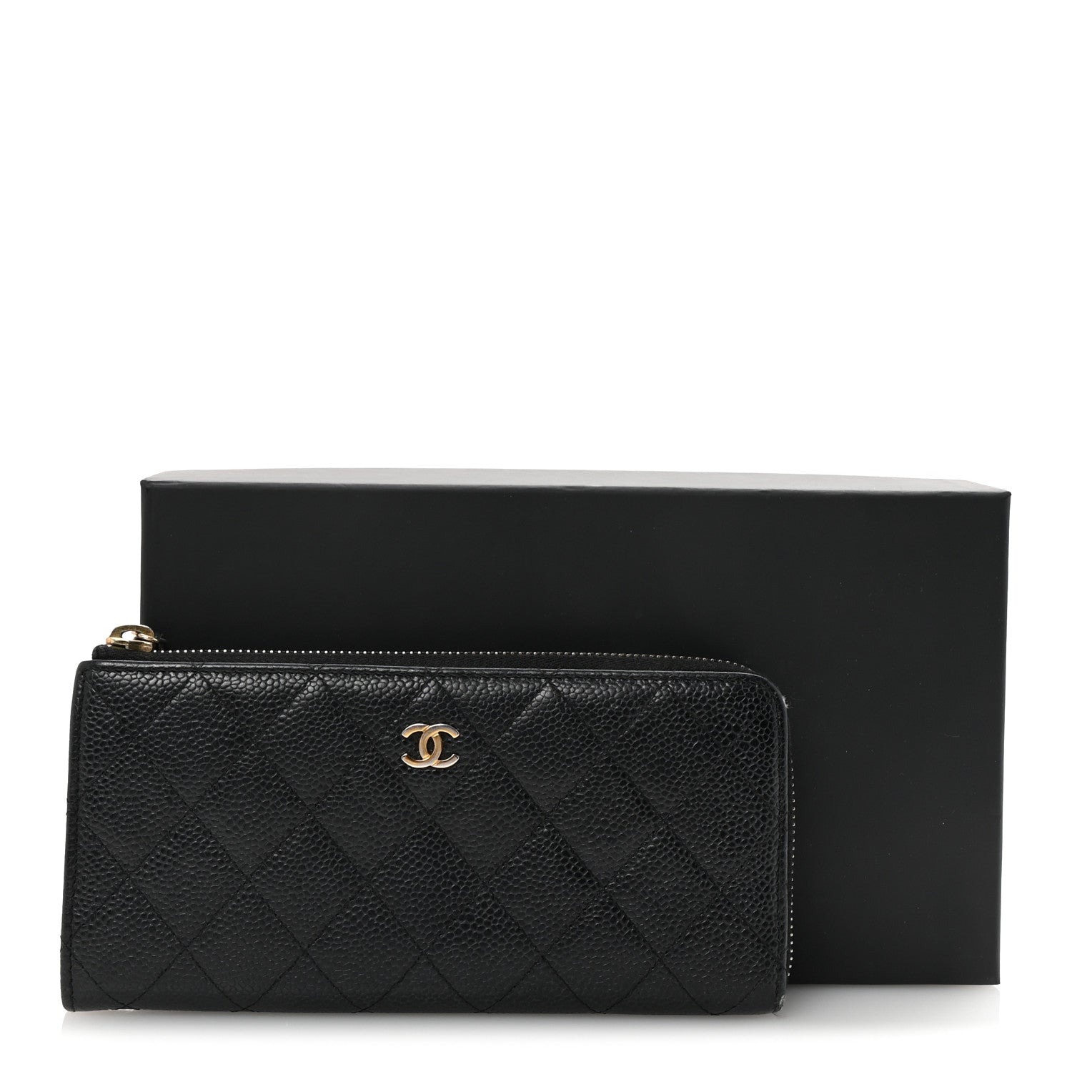 Chanel Caviar Quilted Zip Around Clutch Wallet Black 9 of 9