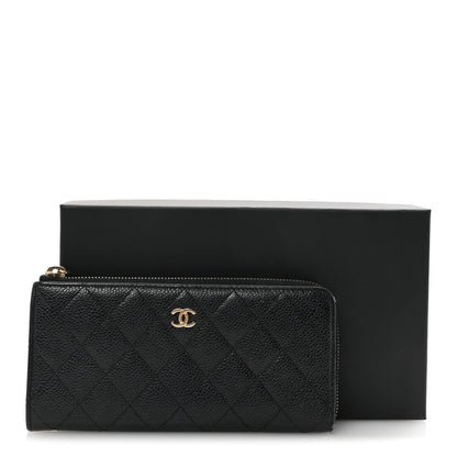 Chanel Caviar Quilted Zip Around Clutch Wallet Black 9 of 9