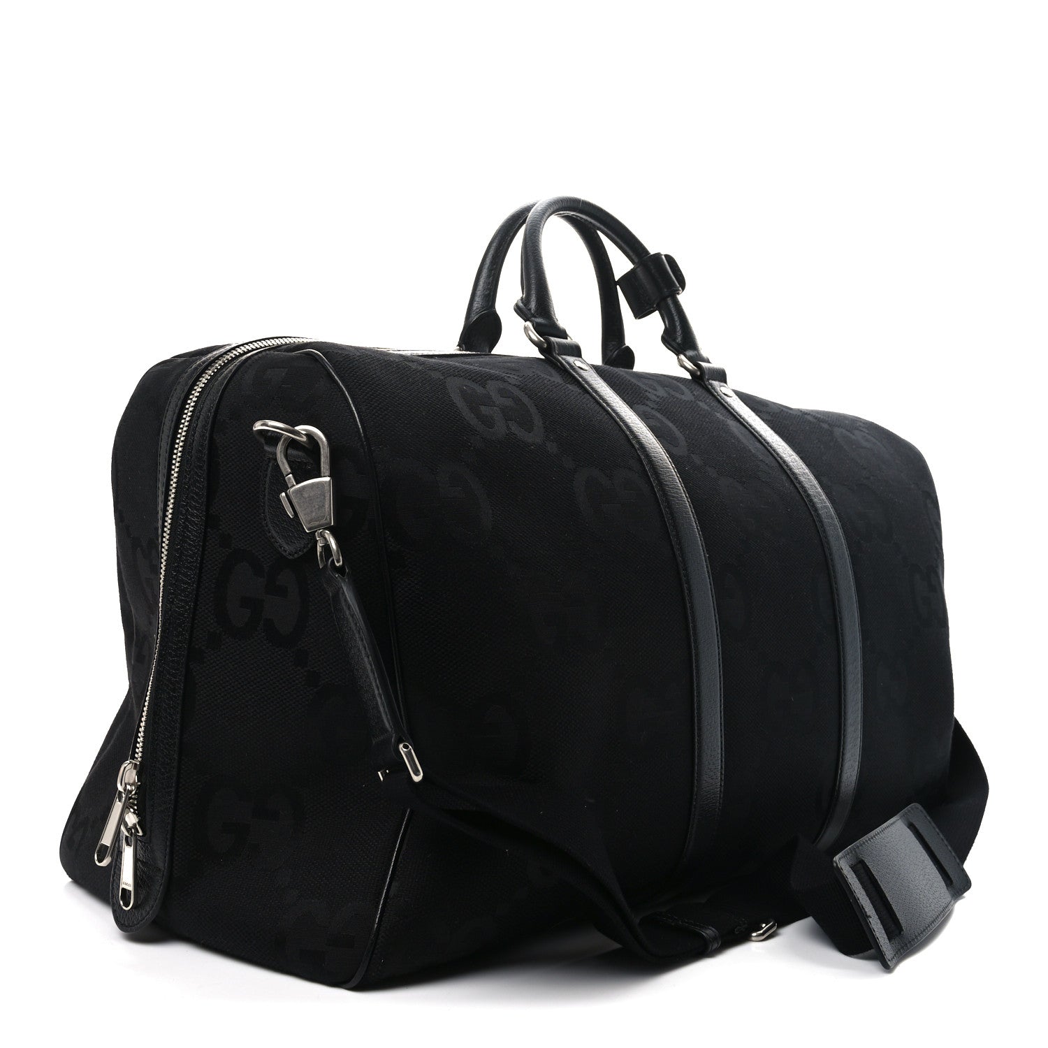Gucci Monogram Jumbo GG Textured Dollar Calfskin Large Duffle Bag Black 3 of 10