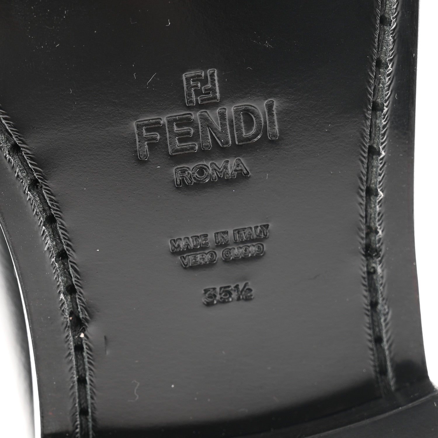 Fendi Vitello Logo Loafers 35.5 Black 7 of 10