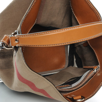 Burberry Canvas Mega Check Medium Ashby Hobo Saddle Brown 5 of 9