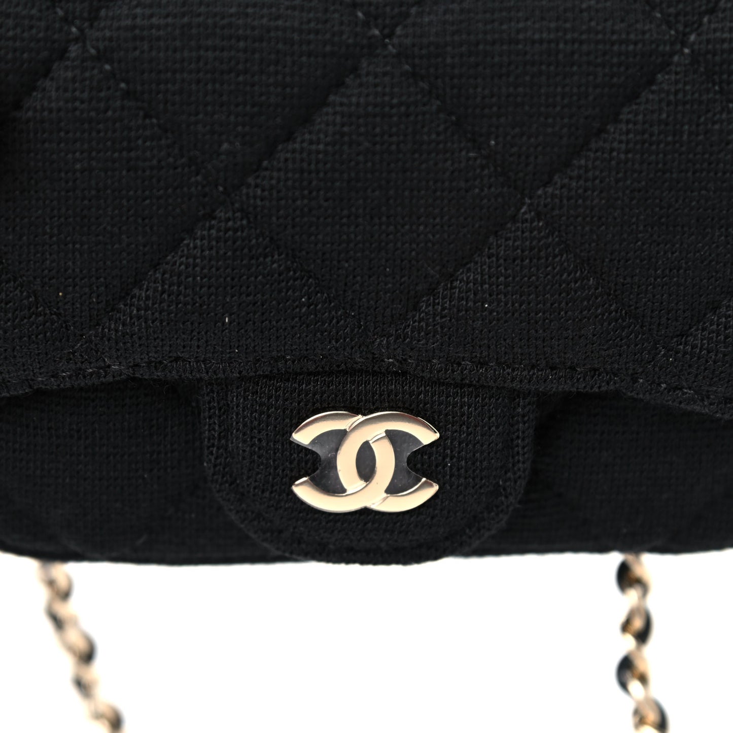 Jersey Quilted Flap Chain Waist Bag Black