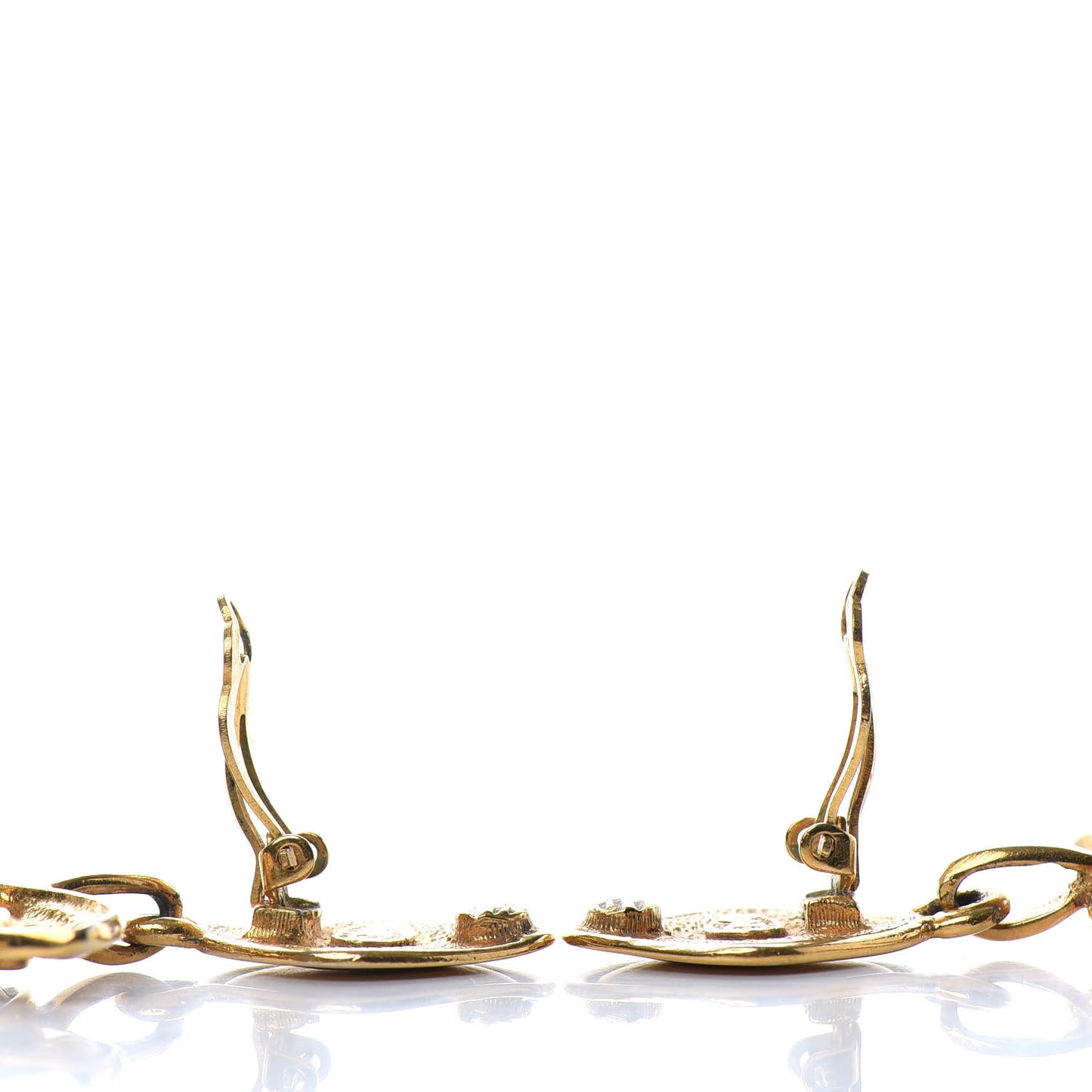 CC Drop Clip On Earrings Gold