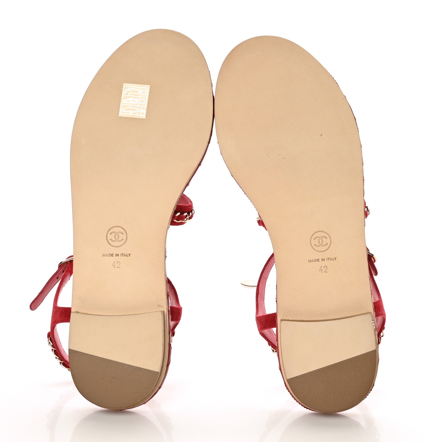 Chanel Suede Calfskin Chain Sandals 42 Red 5 of 9