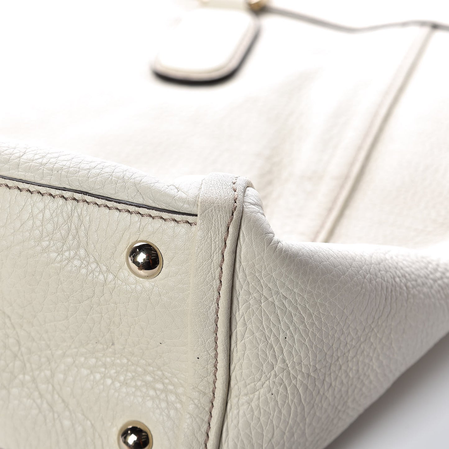 Pebbled Calfskin Large Soho Top Handle Bag Off White