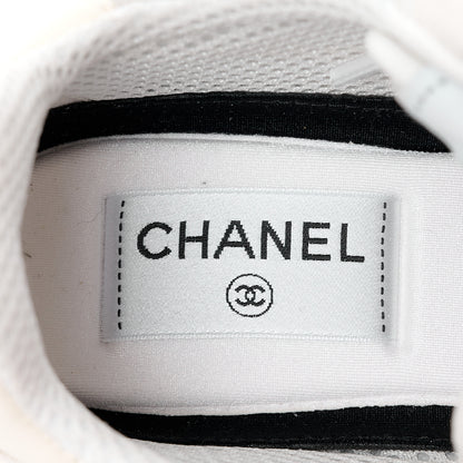 Chanel Calfskin Suede Crystal Womens CC Sneakers 36 White 8 of 11